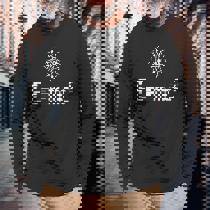 Fun EMc^2方程式 物理学 相対性 アトムロゴ EMc2 長袖Tシャツ 高齢者への贈り物